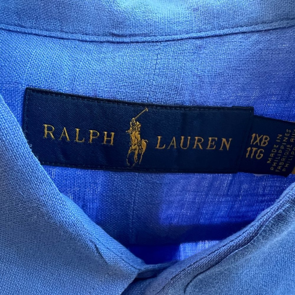 Ralph Lauren Lightweight Linen Shirt (Big & Tall) size 1XB BLUE Long Sleeve - Picture 2 of 6